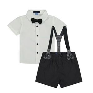 Andy & Evan Tuxedo Suspender Short Set